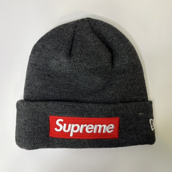 Supreme New Era Box Logo Beanie (FW21) Charcoal New - Picture 1 of 6